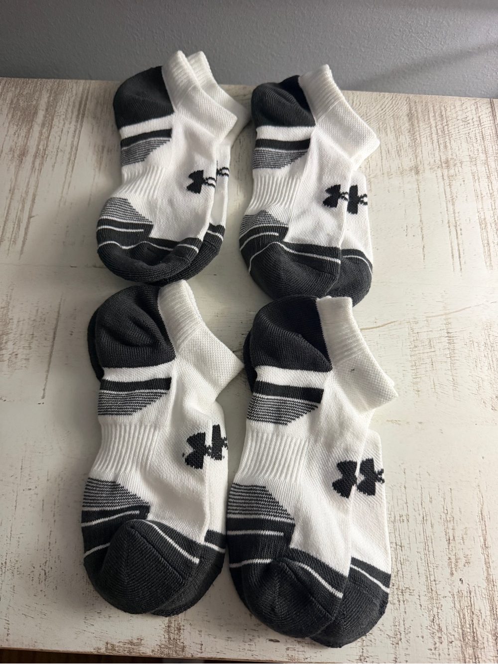 Under Armour White and Black Low-Cut Athletic Socks - 4 Pack